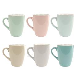 Foto van Otix koffiekopjes - koffiemok - 6 stuks - diverse kleuren - pastel - 300 ml - aardewerk