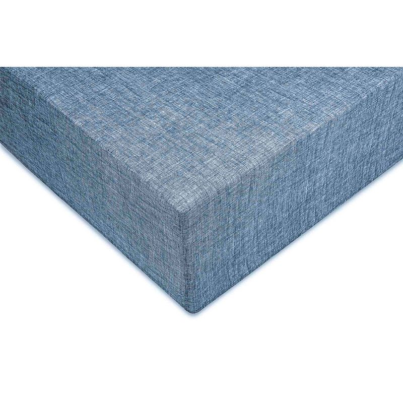 Foto van Zo home lino hoeslaken katoen linnen look 35cm hoek - urban blue 90x210/220cm