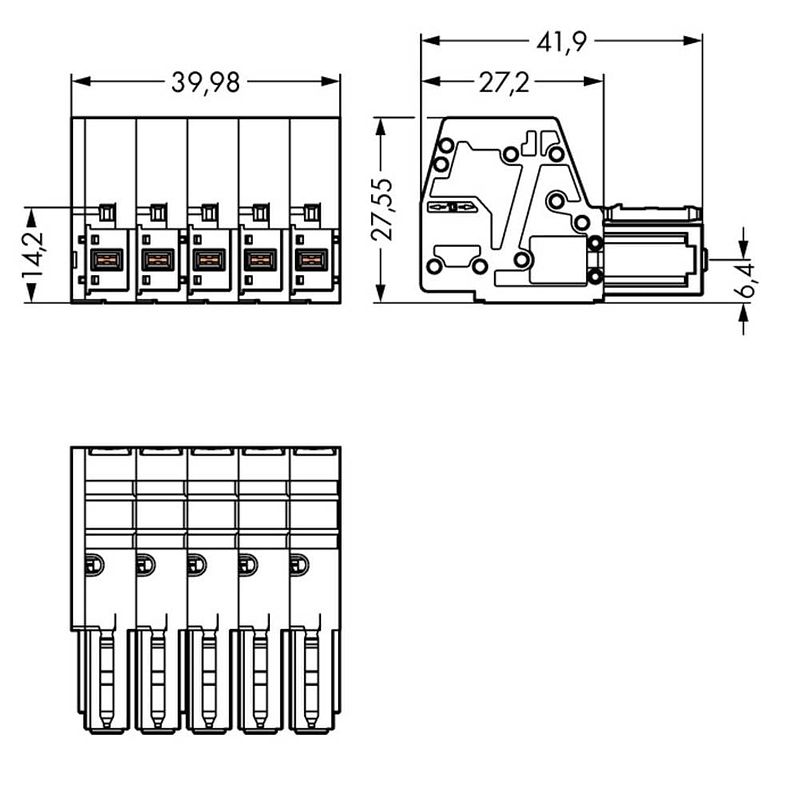 Foto van Wago 831-3105/019-004 female behuizing-kabel 831 totaal aantal polen: 5 rastermaat: 7.62 mm 5 stuk(s)