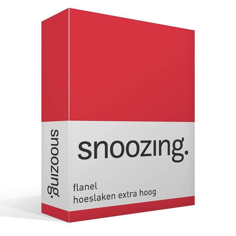 Foto van Snoozing - flanel - hoeslaken - extra hoog - 200x210/220 - rood