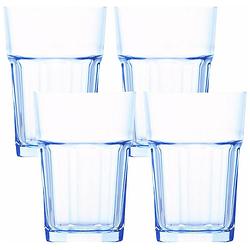 Foto van Longdrink - longdrinkglas - limonadeglazen - 12 x 8 cm - 365ml - blauw - 4 stuk