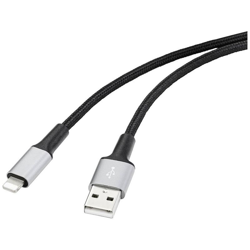 Foto van Renkforce apple ipad/iphone/ipod aansluitkabel [1x usb-a 2.0 stekker - 1x apple dock-stekker lightning] 2.00 m zwart