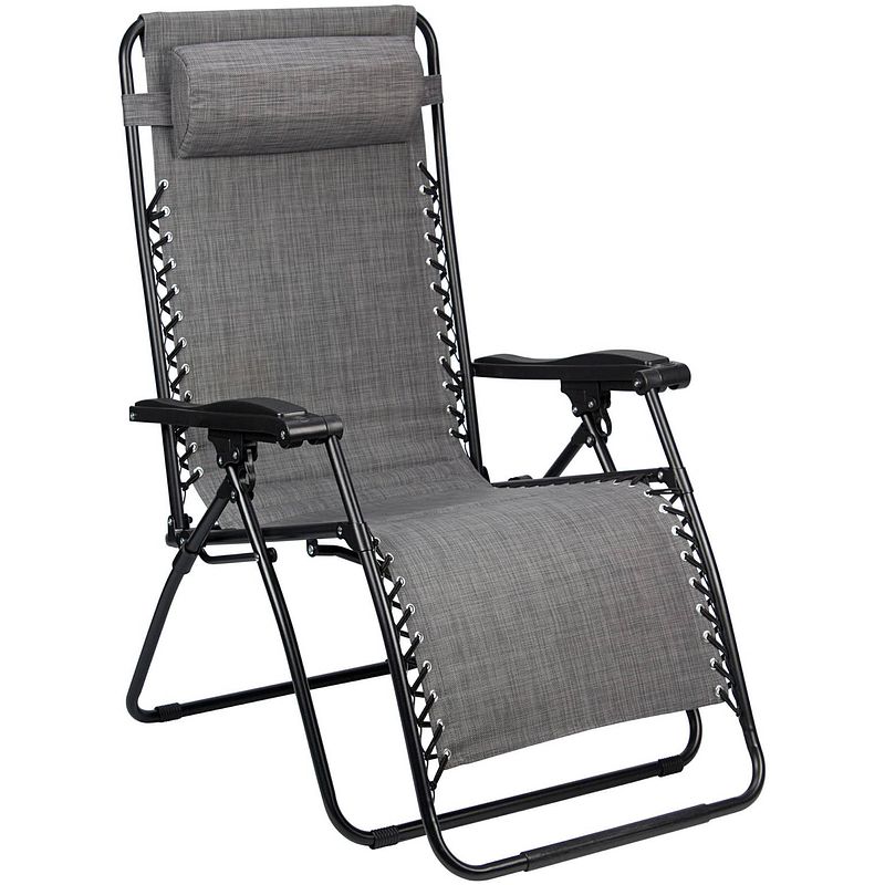 Foto van Abbey camp campingstoel chaise longue iv 90 x 65 x 112 cm grijs