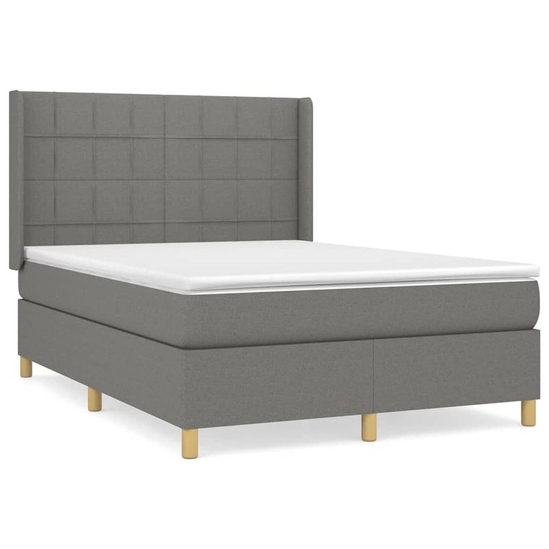 Foto van The living store boxspringbed donkergrijs 203x147x118/128cm - pocketvering - middelharde ondersteuning