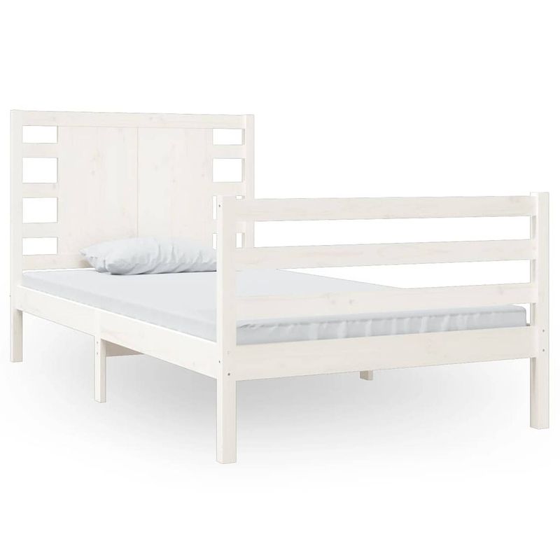 Foto van The living store houten bedframe - massief grenenhout - 90 x 200 cm - wit