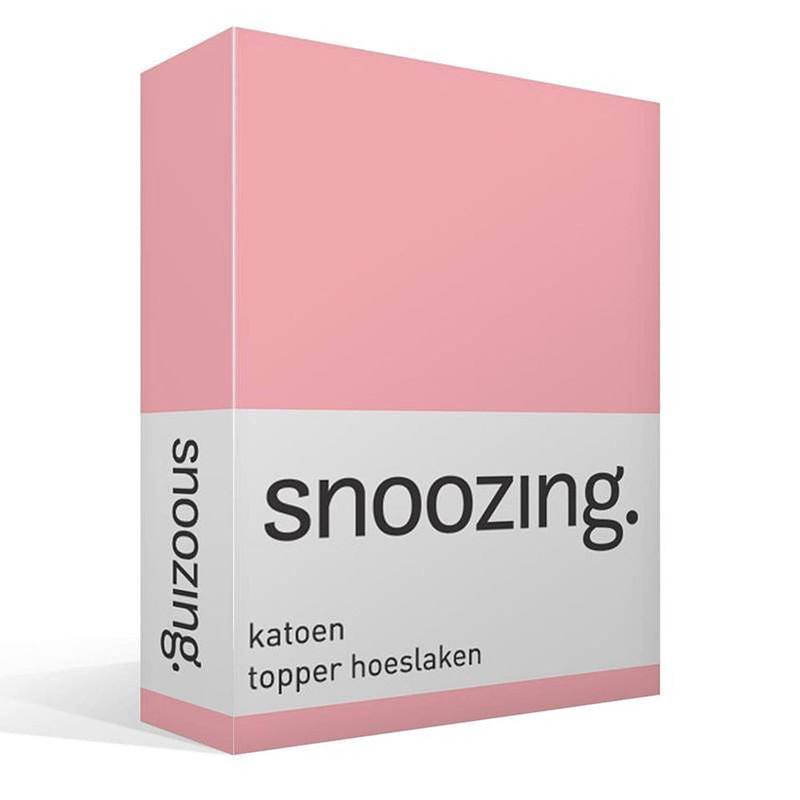 Foto van Snoozing - katoen - topper - hoeslaken - 200x200 - roze