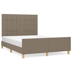 Foto van The living store bedframe - taupe - 203 x 146 x 118/128 cm - verstelbaar hoofdeinde - stabiele poten - multiplex