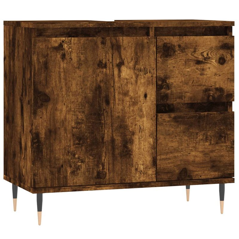 Foto van The living store badkaast - gerookt eiken - 65 x 33 x 60 cm - duurzaam bewerkt hout