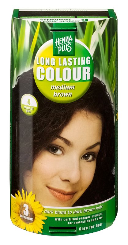 Foto van Hennaplus 4.00 medium brown long lasting colours 100ml