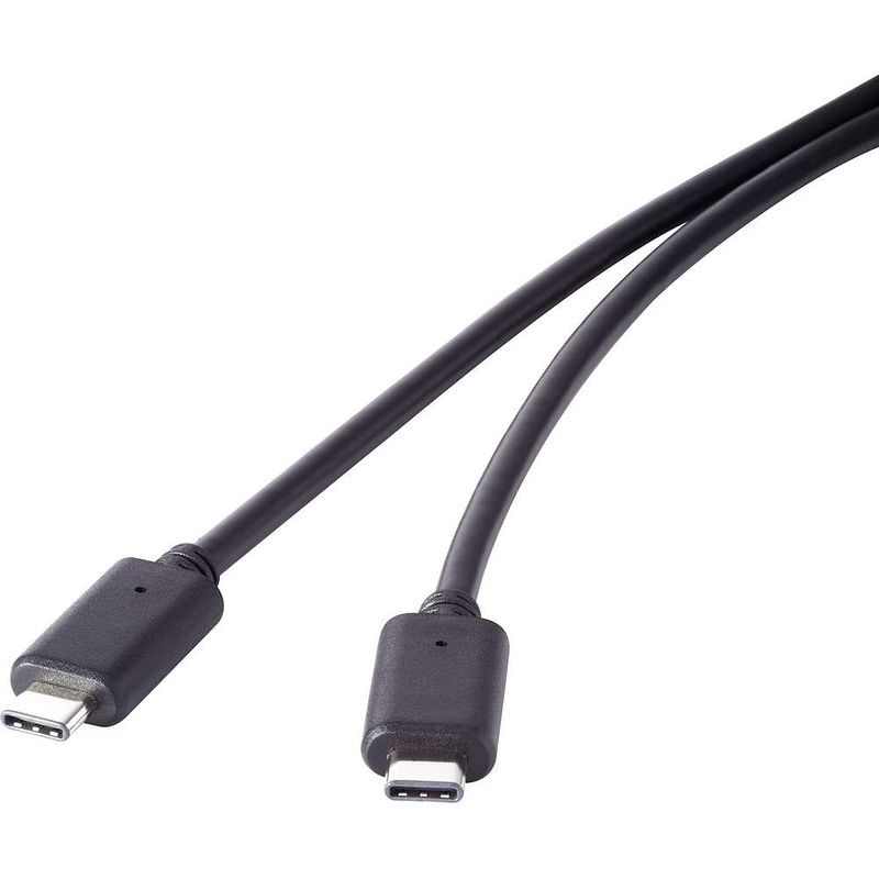 Foto van Renkforce usb-kabel usb 3.2 gen1 (usb 3.0 / usb 3.1 gen1) usb-c stekker, usb-c stekker 1.00 m zwart vergulde steekcontacten rf-4381071