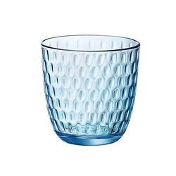 Foto van Bormioli waterglas/drinkglas - blauw transparant met relief - 290 ml - drinkglazen