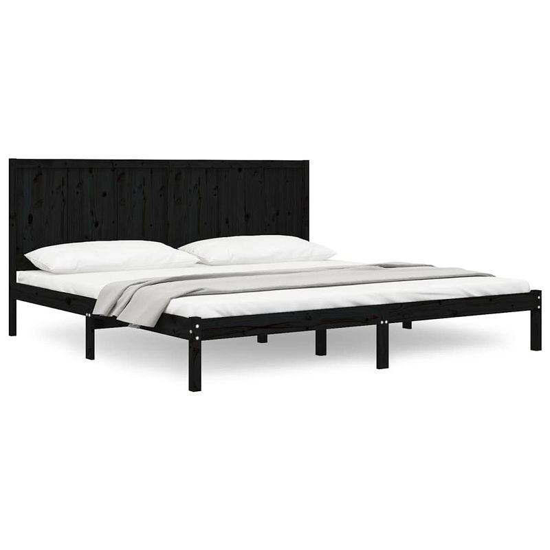 Foto van The living store bedframe - massief grenenhout - 205.5 x 185.5 x 31 cm - zwart