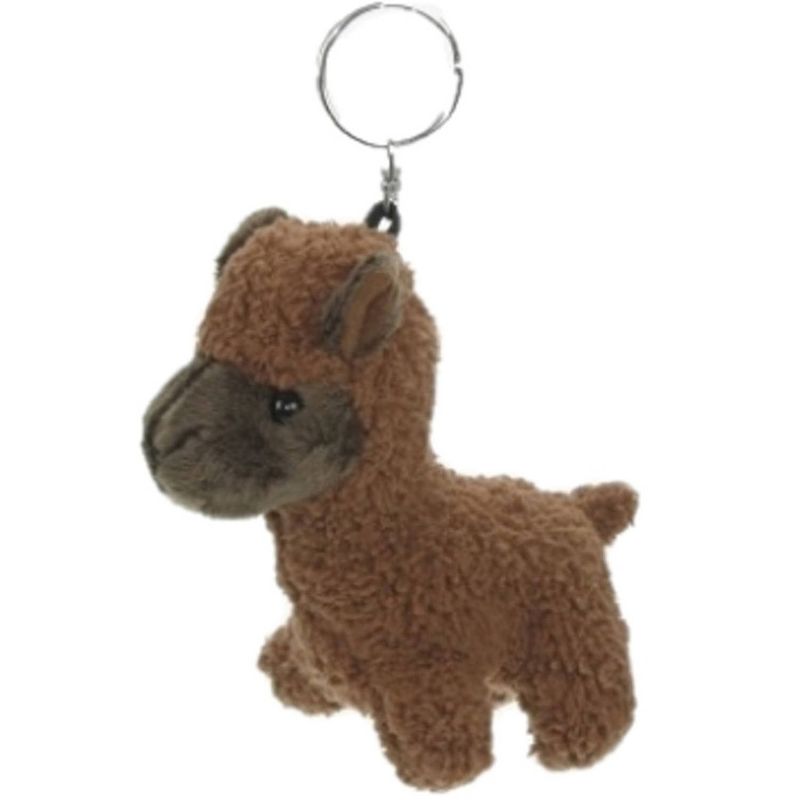 Foto van Alpaca knuffel sleutelhanger 12 cm bruin - knuffel sleutelhangers