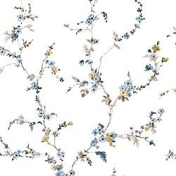 Foto van Noordwand behang blooming garden 6 floral strands wit en blauw