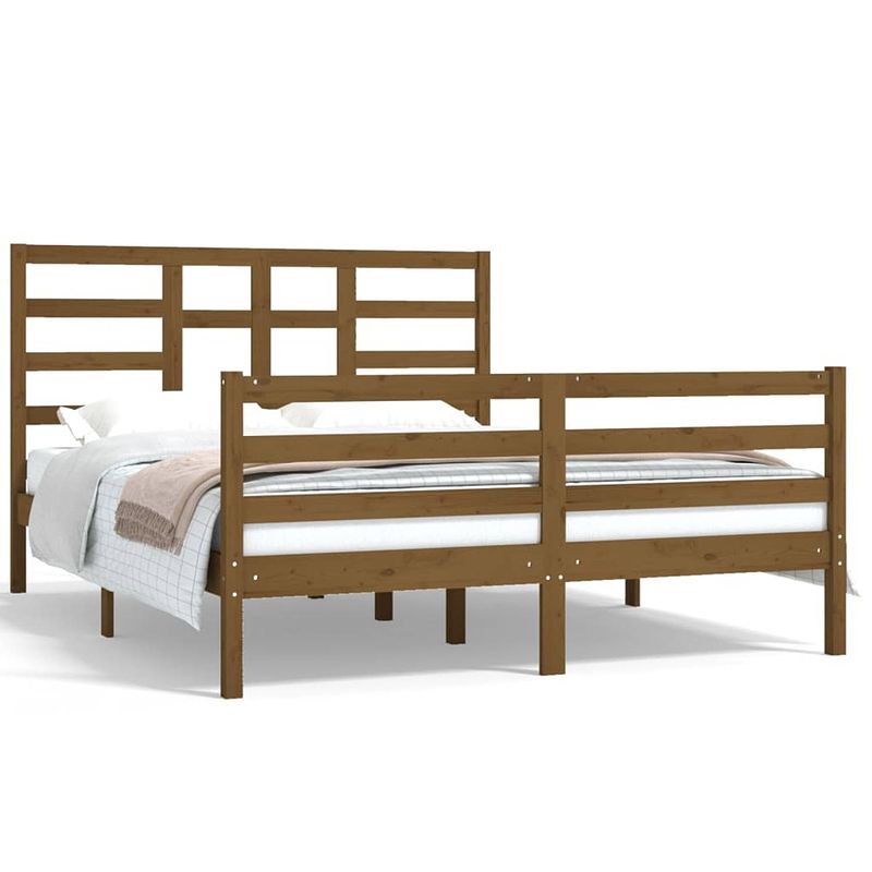 Foto van Vidaxl bedframe massief hout honingbruin 150x200 cm 5ft king size