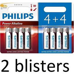 Foto van 16 stuks (2 blisters a 8 st) philips power alkaline batterij lr6p8bp/10