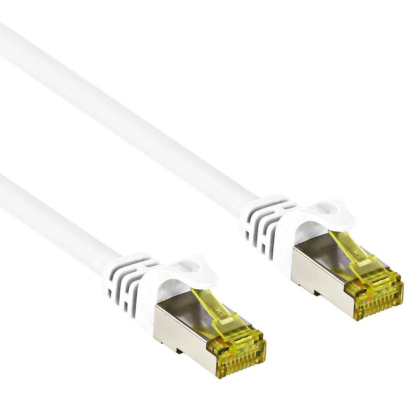 Foto van Cat 7 - s/ftp - netwerkkabel - patchkabel - afgeschermd - 10 gbps - 10 meter - wit - allteq