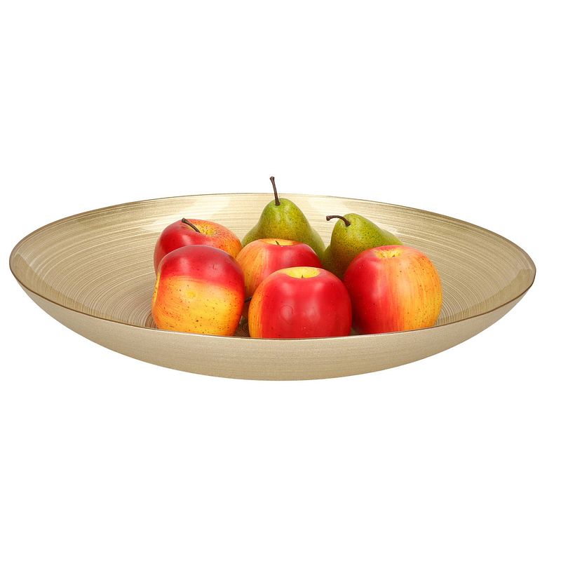 Foto van Decoratie schaal/fruitschaal van glas goud rond d40 cm - fruitschalen