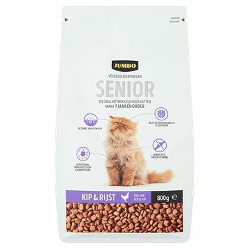 Foto van Jumbo volledig diervoeder katten senior kip & rijst 800g