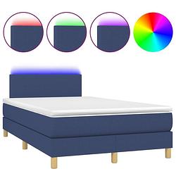 Foto van The living store boxspring - led - pocketvering - huidvriendelijk - 203x120x78/88cm - blauw - incl - matras en