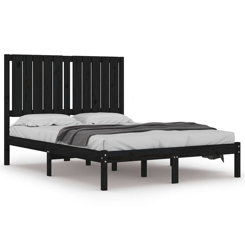 Foto van Vidaxl bedframe massief grenenhout zwart 120x200 cm