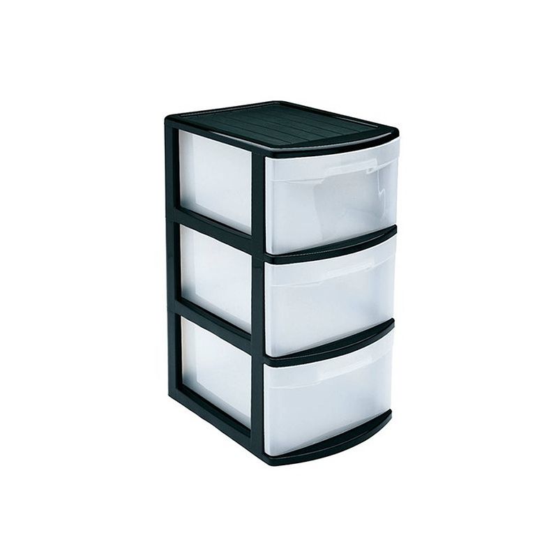 Foto van Ladeblok/bureau organizer met 3x lades zwart/transparant l39 x b28.5 x h58.5 cm - ladeblok