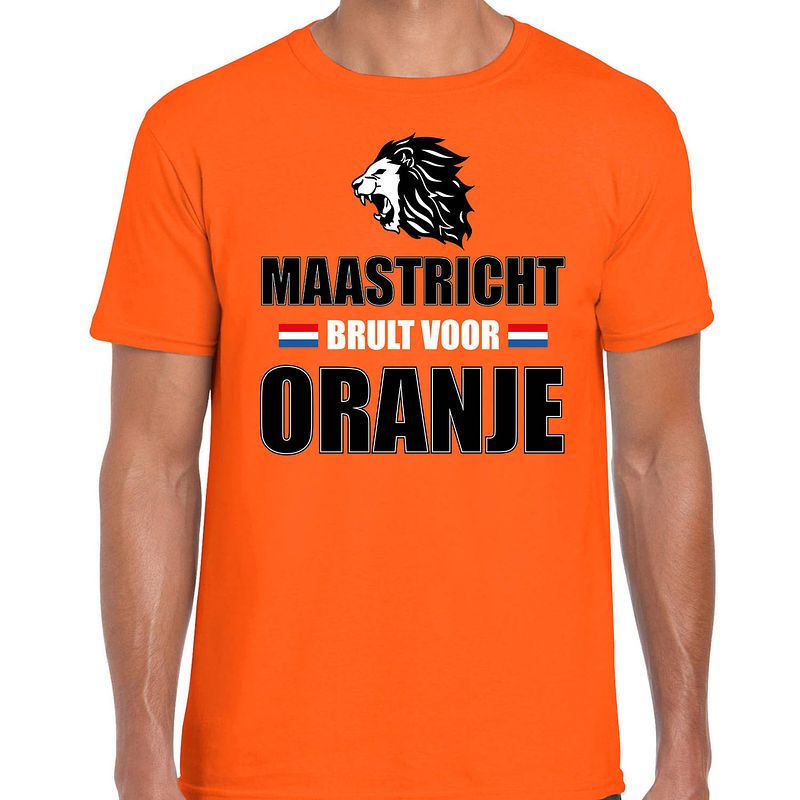 Foto van Oranje ek/ wk fan shirt / kleding maastricht brult voor oranje voor heren 2xl - feestshirts