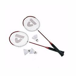 Foto van Rode badmintonrackets met shuttels - badmintonsets