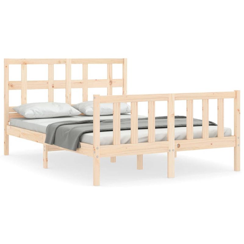 Foto van The living store bedframe - grenenhout - 195.5 x 145.5 x 100 cm - multiplex lattenbodem