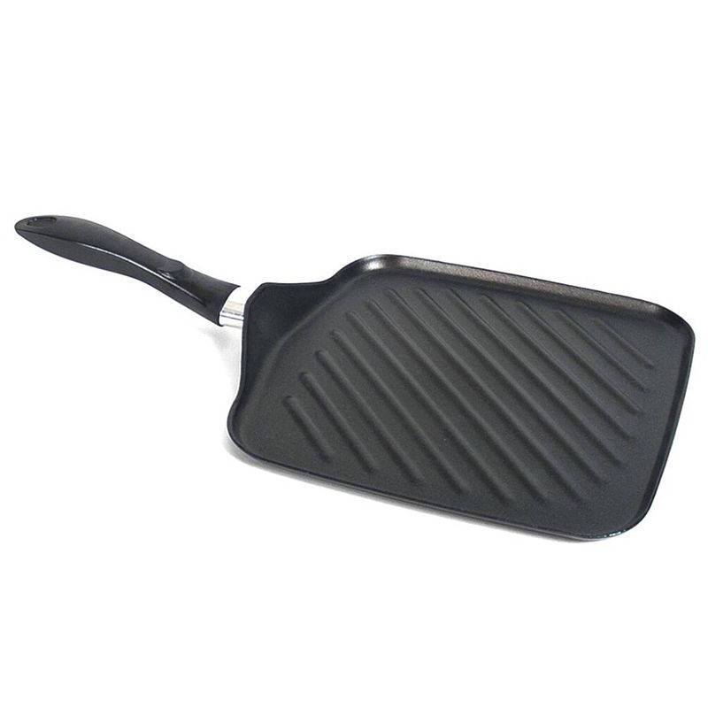 Foto van Gerimport grillpan vierkant 49,5 x 27,5 x 6,5 cm rvs zwart