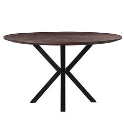 Foto van Giga meubel eettafel rond - bruin - ø130cm - eettafel lissabon