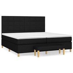 Foto van The living store boxspringbed - - bed + matras + topmatras + bank - zwart - 203 x 200 x 118/128 cm - comfortabele