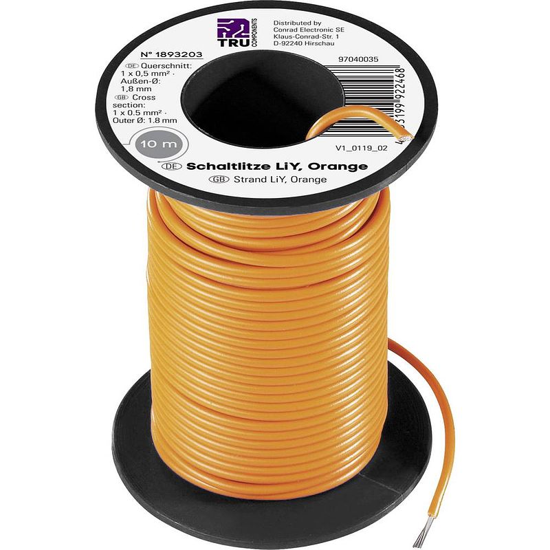 Foto van Tru components 1564479 draad liy 1 x 0.50 mm² geel 10 m