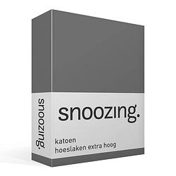 Foto van Snoozing - katoen - extra hoog - hoeslaken - 80x220 - antraciet