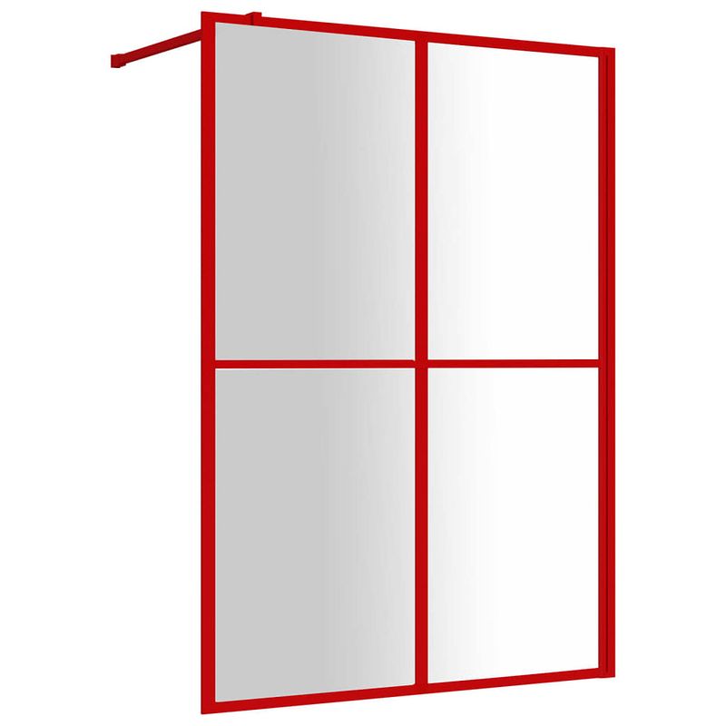 Foto van Vidaxl inloopdouchewand transparant 140x195 cm esg-glas rood