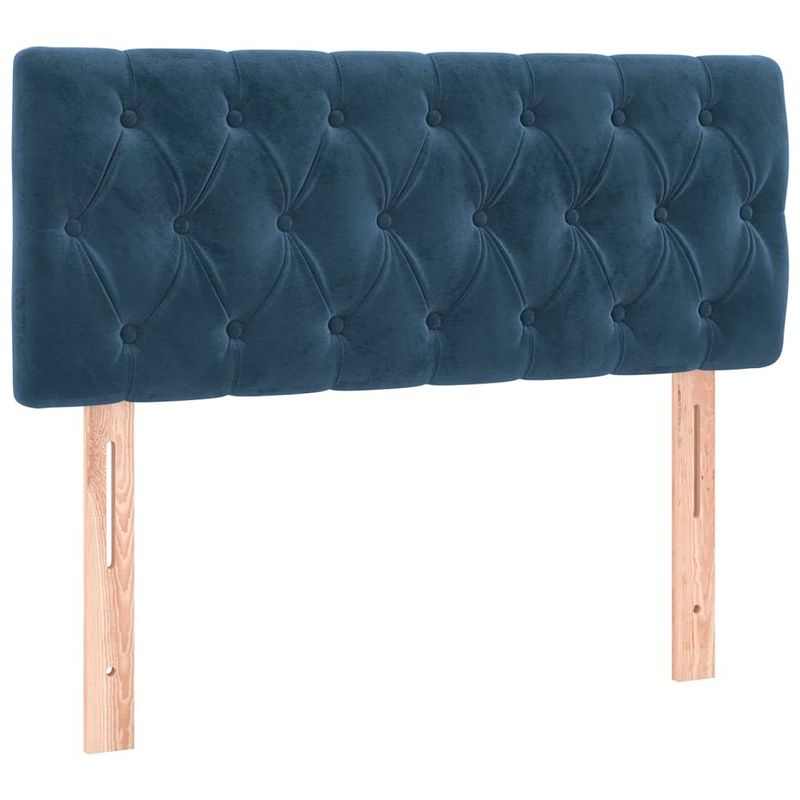 Foto van The living store hoofdbord classic - bedaccessoires - 90 x 7 x 78/88 cm - donkerblauw fluweel