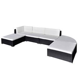 Foto van Vidaxl loungeset poly rattan zwart 16-delig