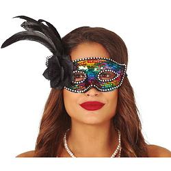 Foto van Venetiaanse oogmaskers/verkleedmaskers gekleurd met veren voor volwassenen - verkleedmaskers