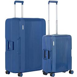 Foto van Carryon protector luxe kofferset - tsa handbagage en grote koffer met 4-delige packer set - kliksloten -blauw