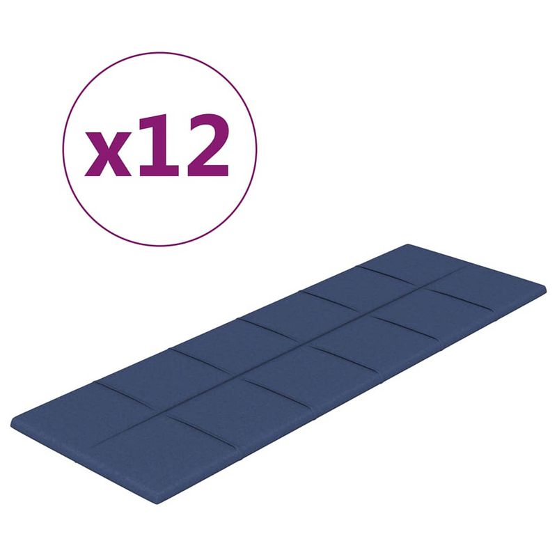 Foto van Vidaxl wandpanelen 12 st 3,24 m² 90x30 cm stof blauw