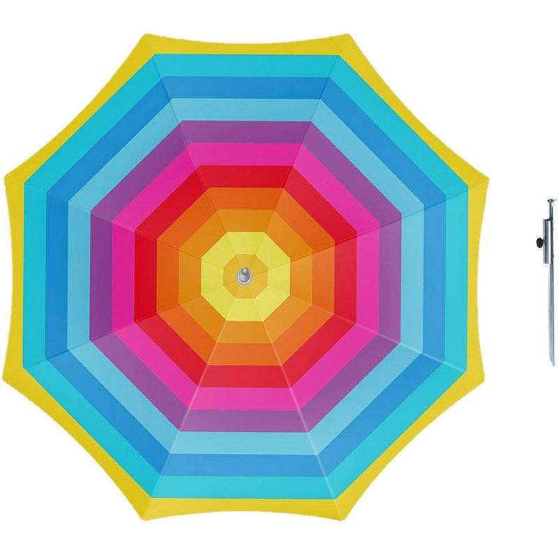 Foto van Parasol - regenboog - d160 cm - incl. draagtas - parasolharing - 49 cm - parasols