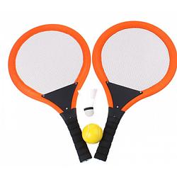 Foto van Johntoy sports active tennis met bal en shuttle 4-delig oranje