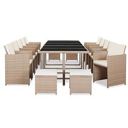 Foto van Vidaxl 15-delige tuinset met kussens poly rattan beige