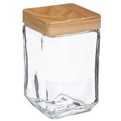 Foto van Voorraadbus/voorraadpot 1,25l glas met houten deksel - voorraadpot