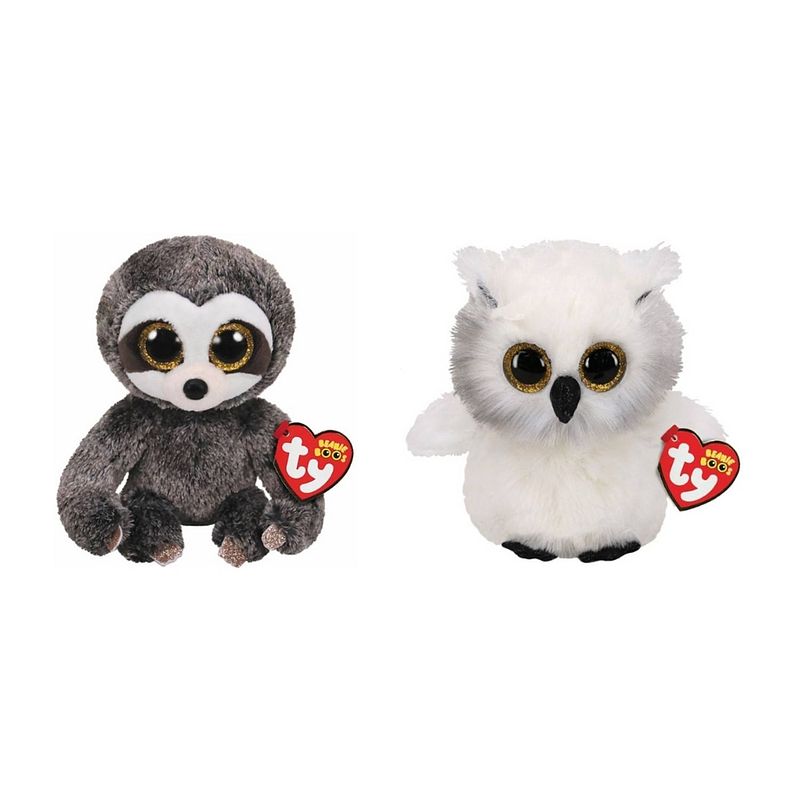 Foto van Ty - knuffel - beanie boo's - dangler sloth & austin owl