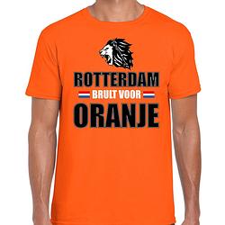 Foto van Oranje ek/ wk fan shirt / kleding rotterdam brult voor oranje voor heren xl - feestshirts