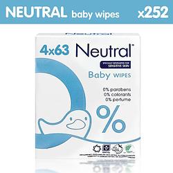Foto van Neutral - baby billendoekjes - 4 x 63 = 252 stuks - 0% parfum