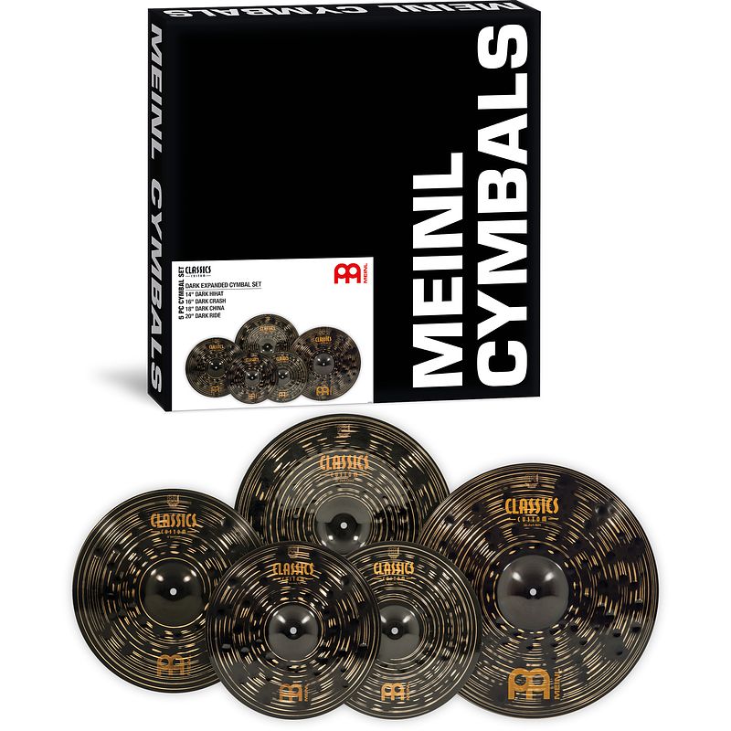 Foto van Meinl ccd-cs1 classics custom dark expanded cymbal set bekkenset 14-16-18-20