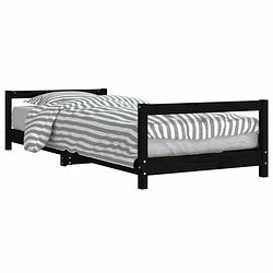 Foto van Vidaxl kinderbedframe 90x190 cm massief grenenhout zwart