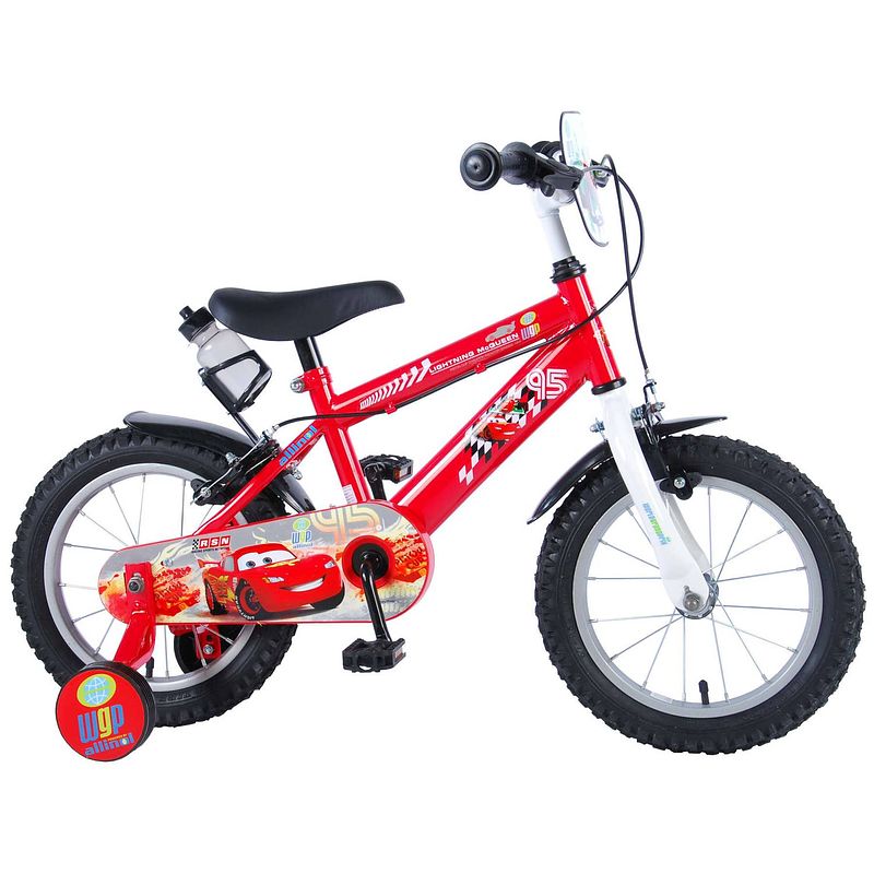 Foto van Disney jongensfiets cars 14 inch 23,5 cm jongens knijprem rood